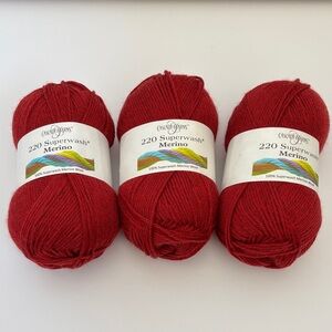 Cascade Yarns 220 Superwash 100% Merino Wool 220yds/100g Red #85 Lot of 3 Skiens